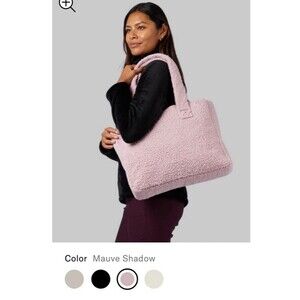 32 degrees Cozy Sherpa Tote Bag "Mauve Shadows" teddy bear fabric NWT